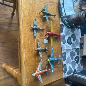 Vintage metal and cast-iron Toy Airplane Set of 6